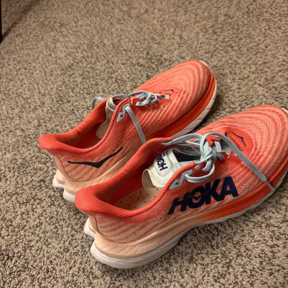 Hoka Mach 5 Running Shoes Womens 8 Orange Peach Blue Athletic Sneakers 1127894 - Picture 2 of 8
